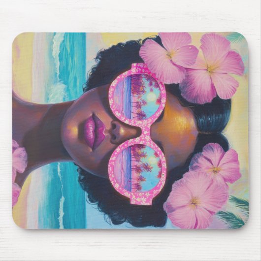 Tropische schoonheid in roze tinten muismat (Voorkant)