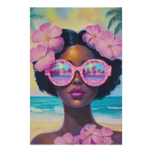 Tropische schoonheid in roze tinten perfect poster