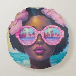 Tropische schoonheid in roze tinten rond kussen