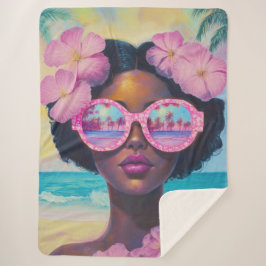 Tropische schoonheid in roze tinten sherpa deken