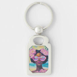 Tropische schoonheid in roze tinten sleutelhanger