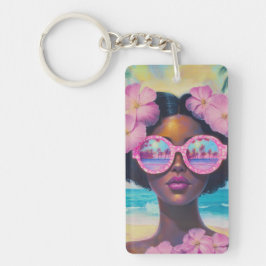 Tropische schoonheid in roze tinten sleutelhanger