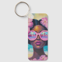 Tropische schoonheid in roze tinten sleutelhanger