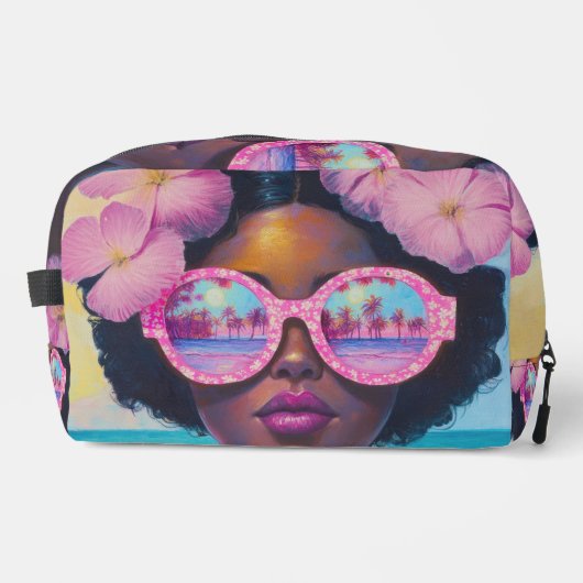 Tropische schoonheid in roze tinten toilettasje (Voorkant)
