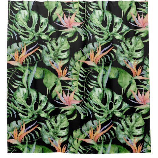 Tropische schotelgordijn douchegordijn (Voorkant)
