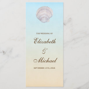Tropische Seashell Beach Wedding Programma Programmakaart