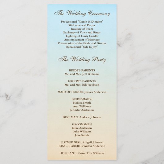 Tropische Seashell Beach Wedding Programma Programmakaart (Achterkant)