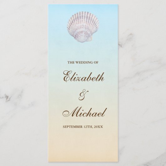 Tropische Seashell Beach Wedding Programma Programmakaart (Voorkant)