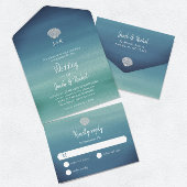Tropische Seashell Boho Beach Ocean Wedding All In One Uitnodiging