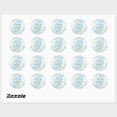 Tropische "SEAsons Greetings" Aqua Stripe Address Ronde Sticker (Vel)