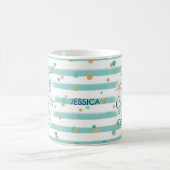 Tropische "SEAson's Greetings, Aqua Stripes & Stip Koffiemok (Center)