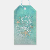 Tropische SEAson's Greetings, Aquatic Waterverf Cadeaulabel (Voorkant)