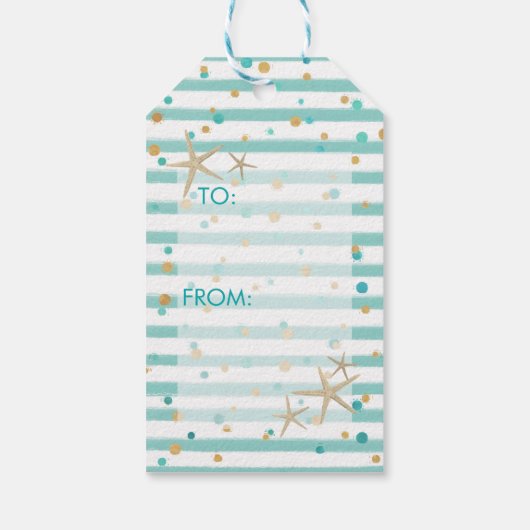 Tropische SEAson's Greetings, Aquatic Waterverf Cadeaulabel (Achterkant)