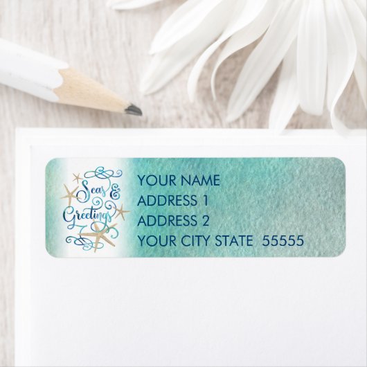 Tropische "SEAson's Greetings" Starfish Etiket (Insitu)