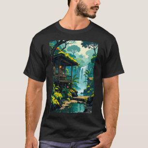 Tropische serene watervalretraite t-shirt
