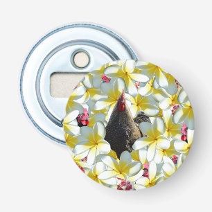 Tropische Sereniteit: Kip en Frangipanis Harmonie Button Flesopener