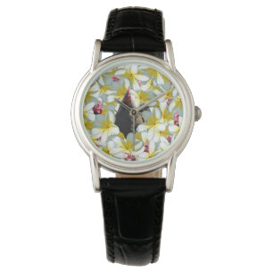 Tropische sereniteit: kip en Frangipanis Harmony Horloge