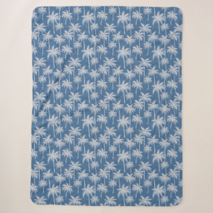 Tropische Sfeer Palmboom Blauw Sherpa Deken