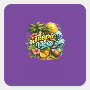 Tropische Sfeer Tropisch Paradijs Ontwerp Vierkante Sticker