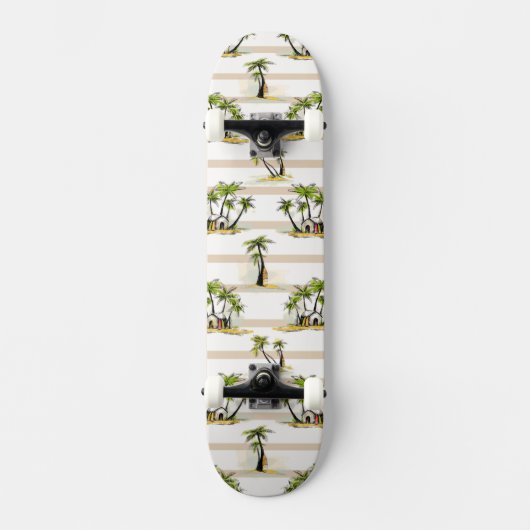Tropische Shack En Palmen Skateboard (Voorkant)