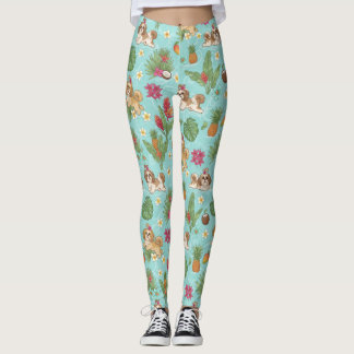 Tropische Shih Tzu-strandstemming Leggings