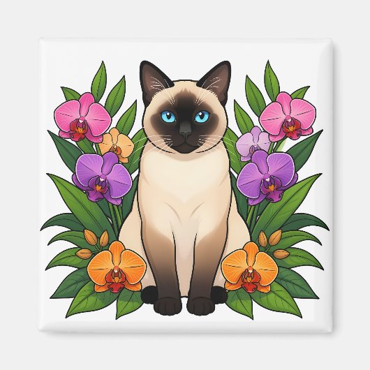 tropische siamees kat magneet (Voorkant)