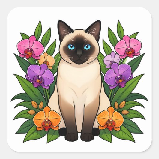tropische Siamese kat stickers (Voorkant)