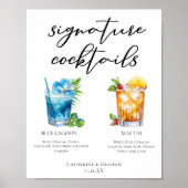Tropische Signature Cocktails Wedding Menu Poster (Voorkant)
