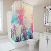 Tropische silhouet tree with sun light on su douchegordijn (In situ)