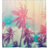 Tropische silhouet tree with sun light on su douchegordijn (Voorkant)