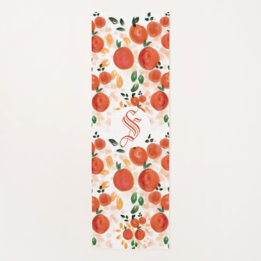Tropische Sinaasappels en lederen patroonmonogramm Yogamat (Voorkant)
