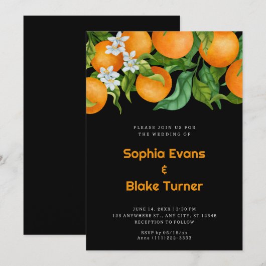 Tropische Sinaasappels van Citrus Botanische Oranj Kaart (Voorkant / Achterkant)