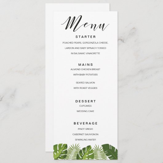 Tropische sjabloon van het trouwmenu van de blader menu (Voorkant / Achterkant)