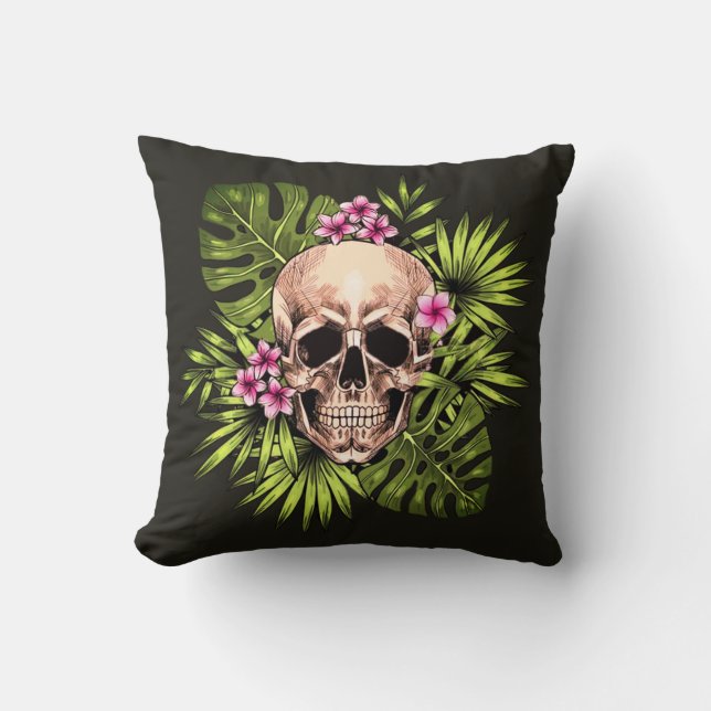 Tropische skeletworp kussen (Voorkant)
