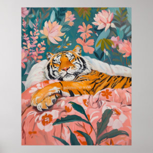 Tropische slaperige tijger Poster