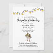 Tropische slingerlichtjes palmboom verjaardagsfees kaart (Voorkant)