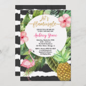 Tropische slok en zie, ontmoet baby meisje flaming kaart (Voorkant / Achterkant)