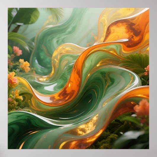 Tropische Smaragd-Amber Werveling Poster (Voorkant)