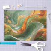 Tropische Smaragd-Amber Werveling Tissuepapier (Craft)