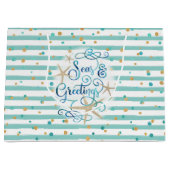 Tropische SMEZson-groeten, Blauwgroen Stripes, Sti Large Cadeautasje (Voorkant)