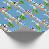 Tropische sneeuwman met palmboom cadeaupapier (Hoek)