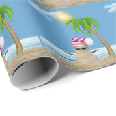 Tropische sneeuwman met palmboom cadeaupapier (Rol Hoek)