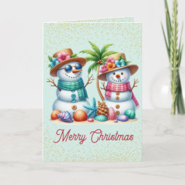 Tropische Sneeuwmannen Kerstkaart Feestdagen Kaart