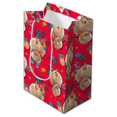 Tropische Snowman Red-kersttas Medium Cadeauzakje (Voorkant Gekanteld)