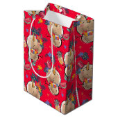 Tropische Snowman Red-kersttas Medium Cadeauzakje (Achterkant Gekanteld)