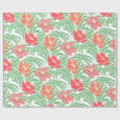 Tropische Soiree Waterverf Botanische Patroon Cadeaupapier (Vlak)