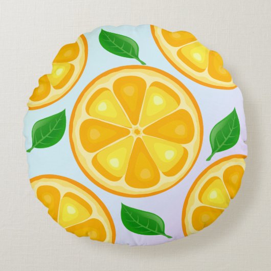 TROPISCHE SOMMER VRUCHTEN Oranje citroenen Slik Rond Kussen (Voorkant)