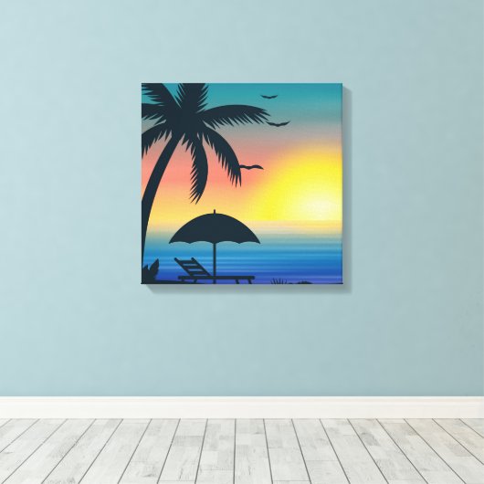 Tropische sooncanvas afdrukken (Insitu (Houten vloer))