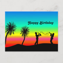 Tropische soondmusici Silhouette Birthday