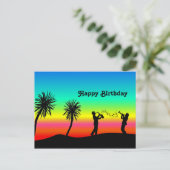 Tropische soondmusici Silhouette Birthday Briefkaart (Staand voorkant)